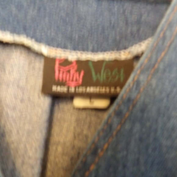 Vintage Pinky West Pearl & Studs Embellished Denim Shirt Sz L - Picture 5 of 6